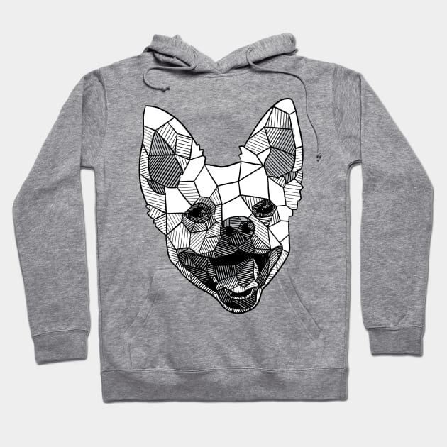 Cute Happy Mutt Geometric Sketch Hoodie by polliadesign